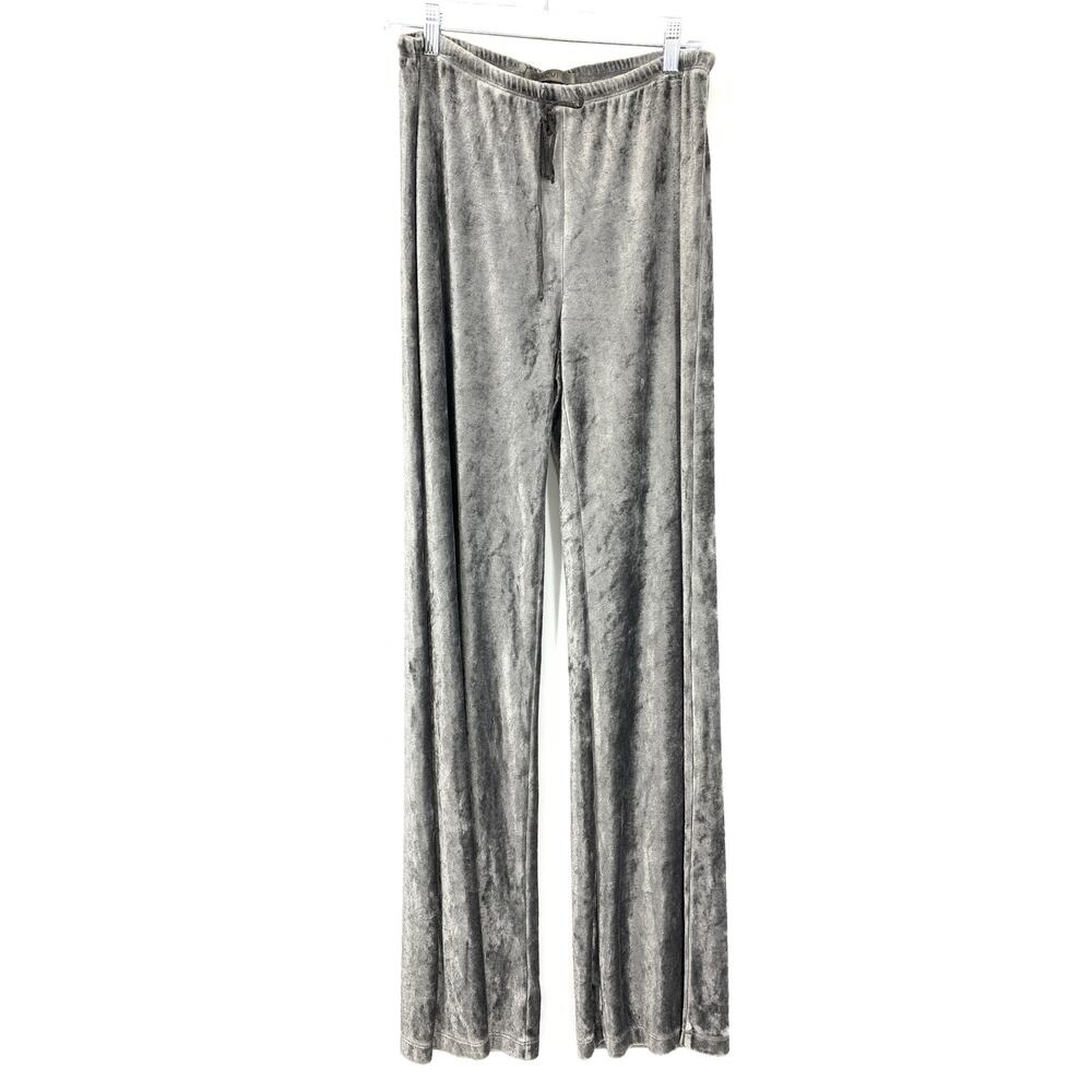 XCVI Womens Size S Velvet Elastic Waist High Rise Straight Leg Chaleur Pant Gray